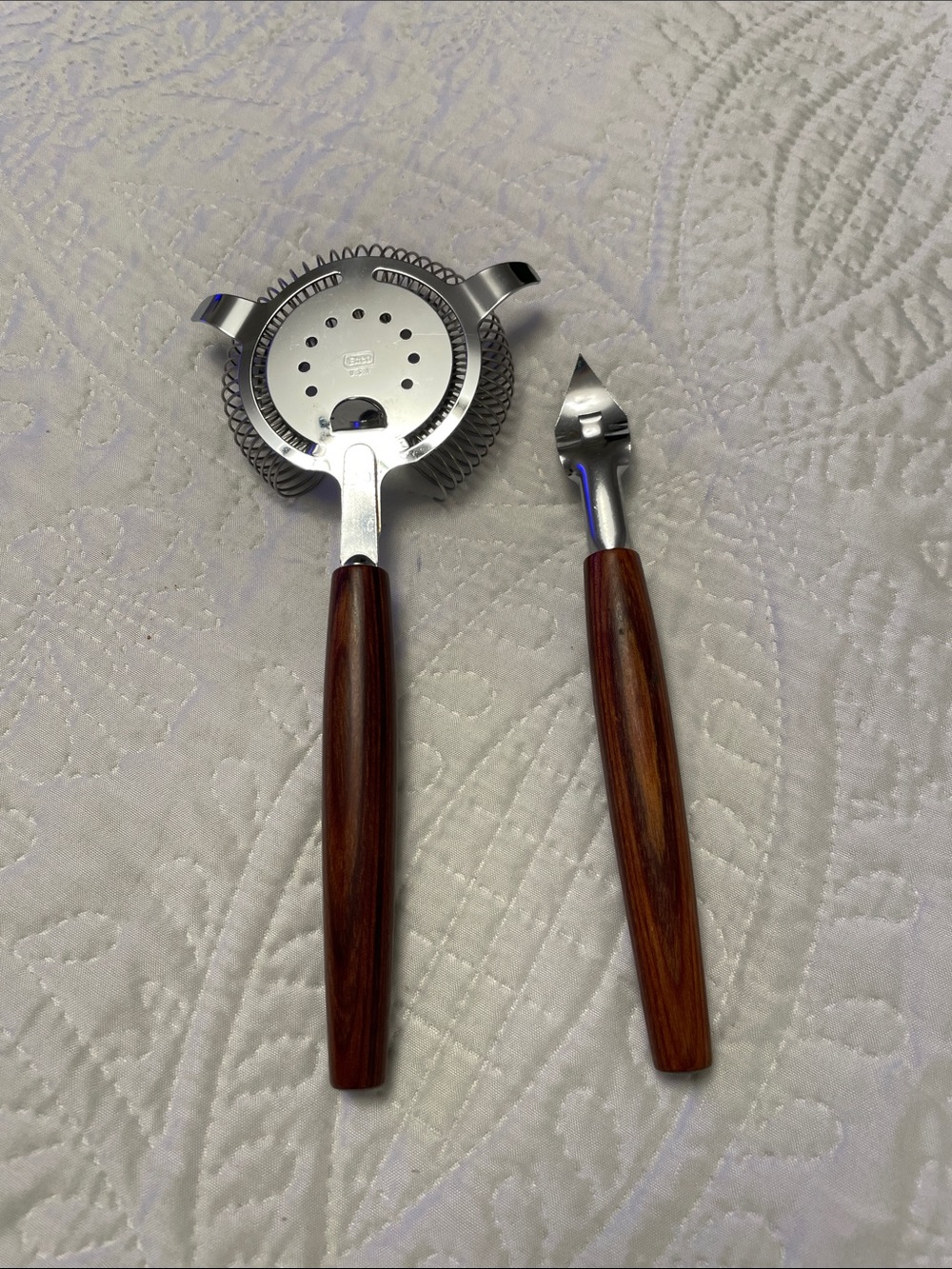 MCM Vintage 60’s EKCO Bar Tool Set Cocktail Strainer Mixer & Bottle Can Opener